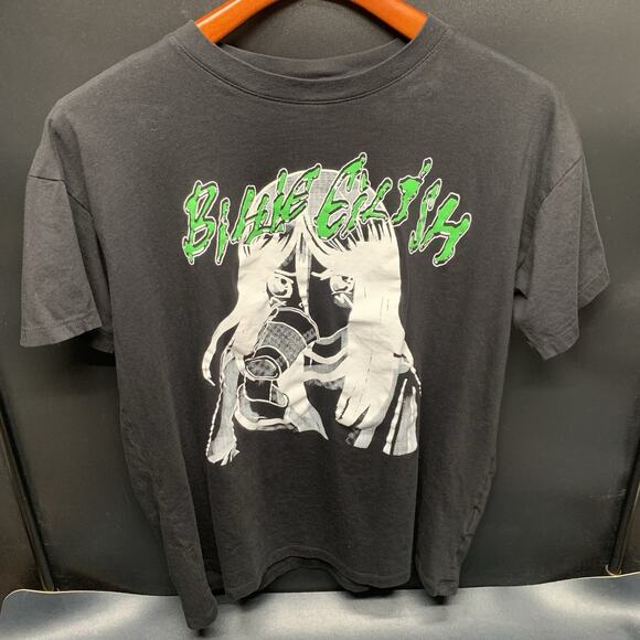 Billie Eilish Black Graphic T-Shirt Anime Relaxed Boyfriend Tee Size Medium. C9 - Picture 2 of 8
